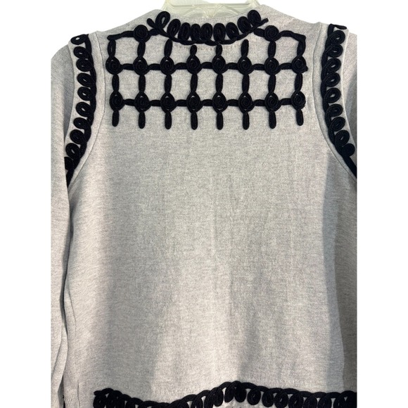 NIC ZOE Gray Black Embroidered Cardigan Sweater Jacket Women's Size S - Picture 7 of 13
